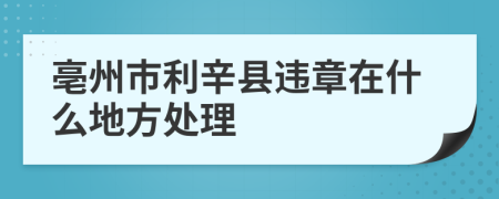 亳州市利辛县违章在什么地方处理