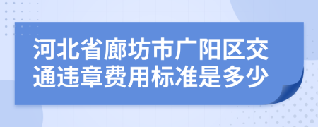 河北省廊坊市广阳区交通违章费用标准是多少