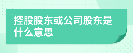 控股股东或公司股东是什么意思