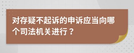 对存疑不起诉的申诉应当向哪个司法机关进行？