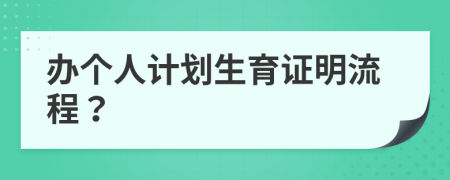 办个人计划生育证明流程？