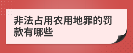 非法占用农用地罪的罚款有哪些