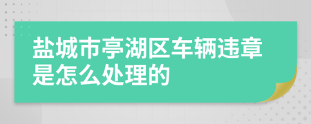 盐城市亭湖区车辆违章是怎么处理的