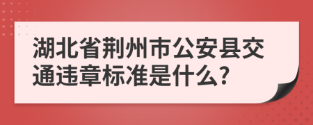 湖北省荆州市公安县交通违章标准是什么?