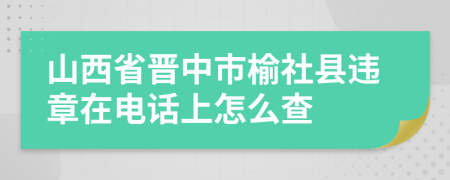 山西省晋中市榆社县违章在电话上怎么查