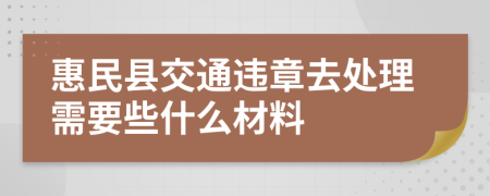 惠民县交通违章去处理需要些什么材料