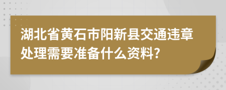 湖北省黄石市阳新县交通违章处理需要准备什么资料?