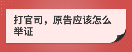 打官司，原告应该怎么举证