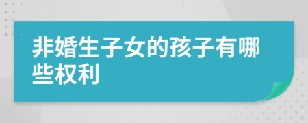 非婚生子女的孩子有哪些权利