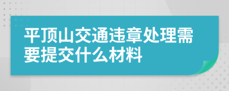 平顶山交通违章处理需要提交什么材料