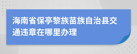 海南省保亭黎族苗族自治县交通违章在哪里办理