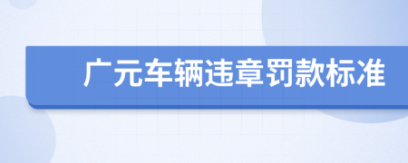 广元车辆违章罚款标准