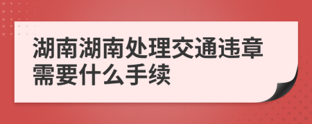 湖南湖南处理交通违章需要什么手续