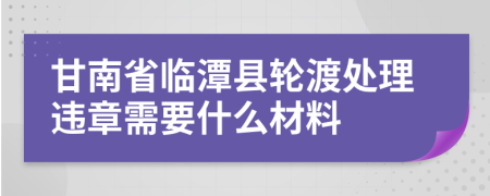 甘南省临潭县轮渡处理违章需要什么材料