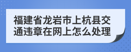 福建省龙岩市上杭县交通违章在网上怎么处理