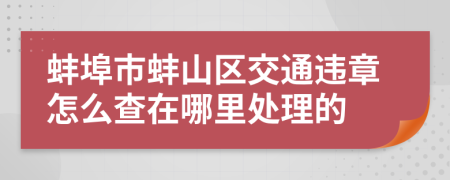 蚌埠市蚌山区交通违章怎么查在哪里处理的