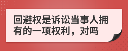 回避权是诉讼当事人拥有的一项权利，对吗