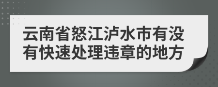 云南省怒江泸水市有没有快速处理违章的地方