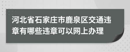 河北省石家庄市鹿泉区交通违章有哪些违章可以网上办理