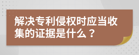 解决专利侵权时应当收集的证据是什么？