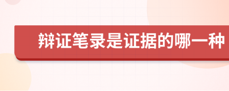 辩证笔录是证据的哪一种