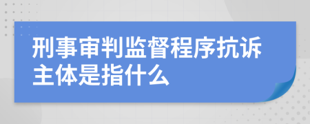 刑事审判监督程序抗诉主体是指什么