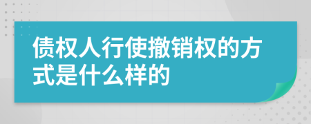 债权人行使撤销权的方式是什么样的