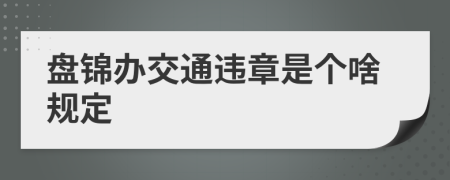 盘锦办交通违章是个啥规定