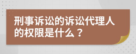 刑事诉讼的诉讼代理人的权限是什么？