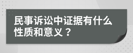 民事诉讼中证据有什么性质和意义？