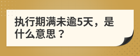 执行期满未逾5天，是什么意思？