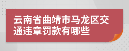 云南省曲靖市马龙区交通违章罚款有哪些