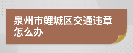 泉州市鲤城区交通违章怎么办