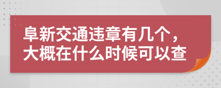 阜新交通违章有几个，大概在什么时候可以查