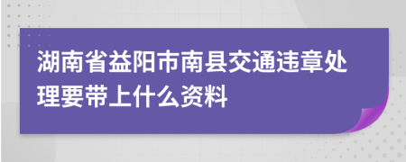 湖南省益阳市南县交通违章处理要带上什么资料