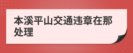 本溪平山交通违章在那处理