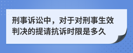 刑事诉讼中，对于对刑事生效判决的提请抗诉时限是多久