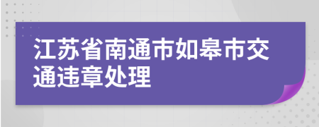 江苏省南通市如皋市交通违章处理