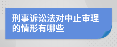 刑事诉讼法对中止审理的情形有哪些