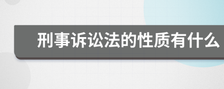 刑事诉讼法的性质有什么