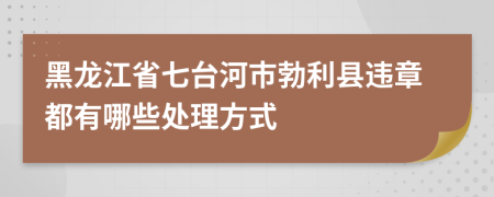 黑龙江省七台河市勃利县违章都有哪些处理方式