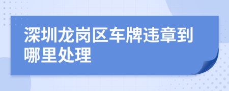 深圳龙岗区车牌违章到哪里处理