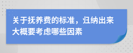 关于抚养费的标准，归纳出来大概要考虑哪些因素