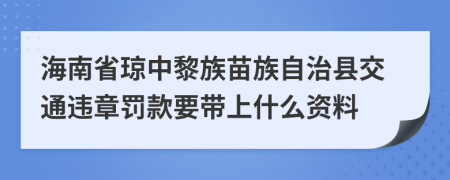 海南省琼中黎族苗族自治县交通违章罚款要带上什么资料