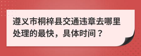 遵义市桐梓县交通违章去哪里处理的最快，具体时间？