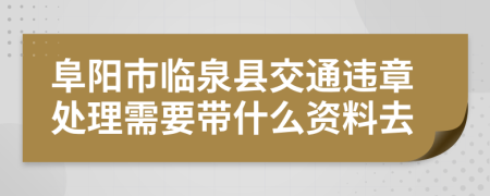 阜阳市临泉县交通违章处理需要带什么资料去