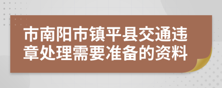 市南阳市镇平县交通违章处理需要准备的资料