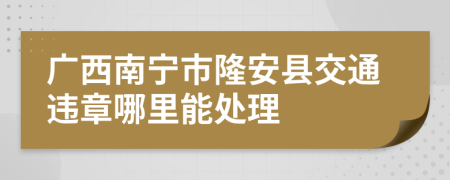 广西南宁市隆安县交通违章哪里能处理