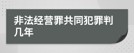 非法经营罪共同犯罪判几年