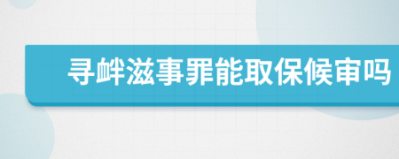 寻衅滋事罪能取保候审吗